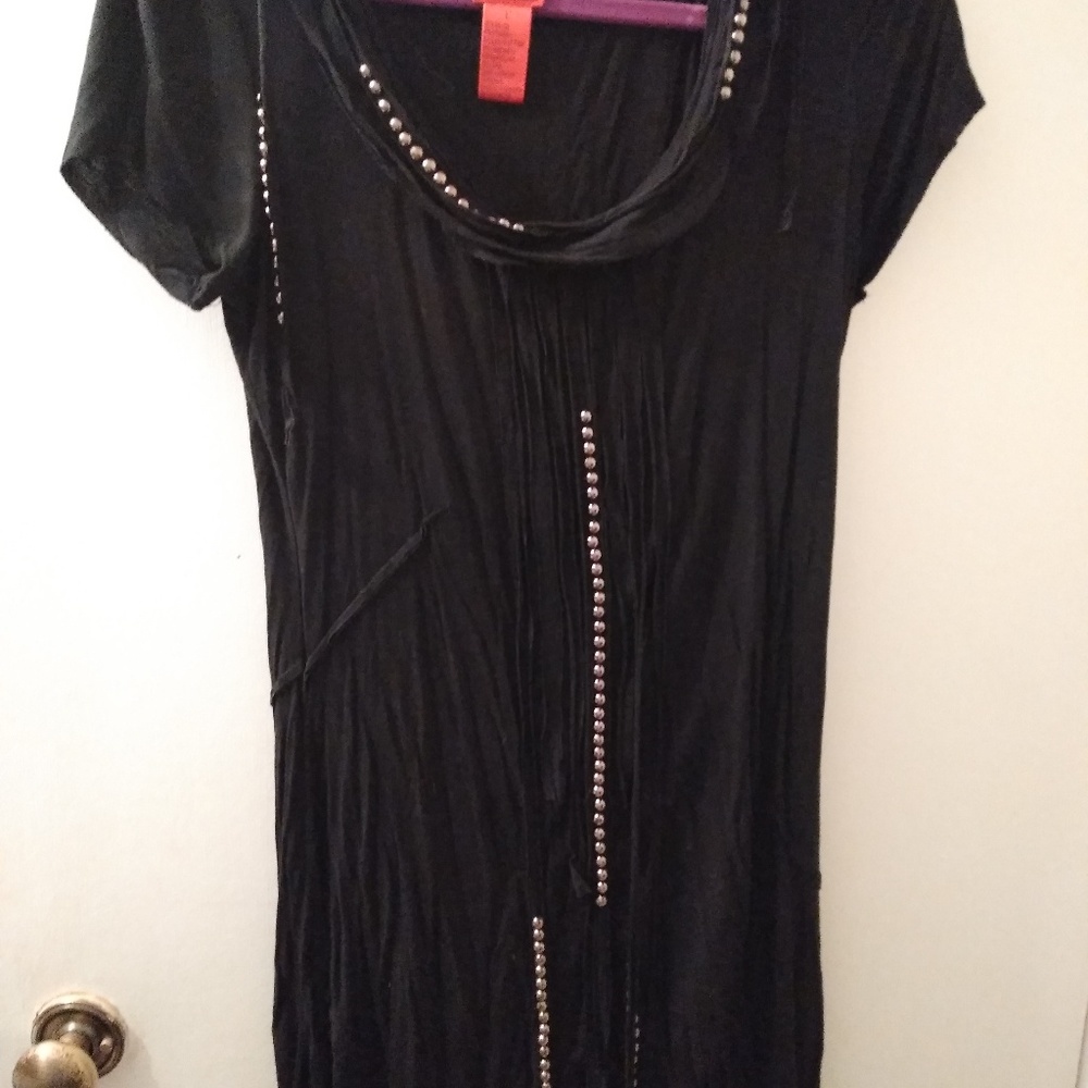 Unique V Cristina Raw Cut Black Dress size Large